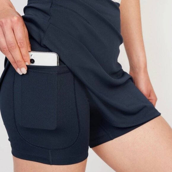 OLD NAVY ACTIVE Extra High-Waisted PowerSoft Skort In the Navy Medium NEW - Picture 4 of 7